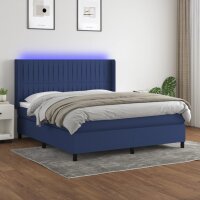 vidaXL Boxspringbett mit Matratze &amp; LED Blau 180x200 cm Stoff