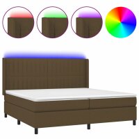 vidaXL Boxspringbett mit Matratze &amp; LED Dunkelbraun 200x200 cm Stoff