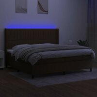 vidaXL Boxspringbett mit Matratze &amp; LED Dunkelbraun 200x200 cm Stoff