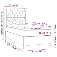 vidaXL Boxspringbett mit Matratze &amp; LED Hellgrau 80x200 cm Stoff