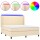 vidaXL Boxspringbett mit Matratze &amp; LED Creme 180x200 cm Stoff