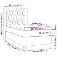 vidaXL Boxspringbett mit Matratze &amp; LED Dunkelbraun 100x200 cm Stoff