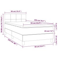 vidaXL Boxspringbett mit Matratze &amp; LED Dunkelgrau 90x200 cm Stoff