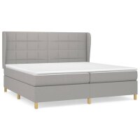 WOWONA Boxspringbett mit Matratze Hellgrau 200x200 cm Stoff