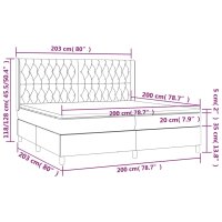 vidaXL Boxspringbett mit Matratze &amp; LED Dunkelgrau 200x200 cm Stoff