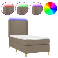 WOWONA Boxspringbett mit Matratze &amp; LED Taupe 80x200 cm Stoff