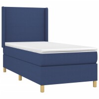 WOWONA Boxspringbett mit Matratze &amp; LED Blau 80x200 cm Stoff