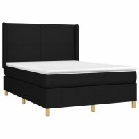 vidaXL Boxspringbett mit Matratze &amp; LED Schwarz 140x190 cm Stoff