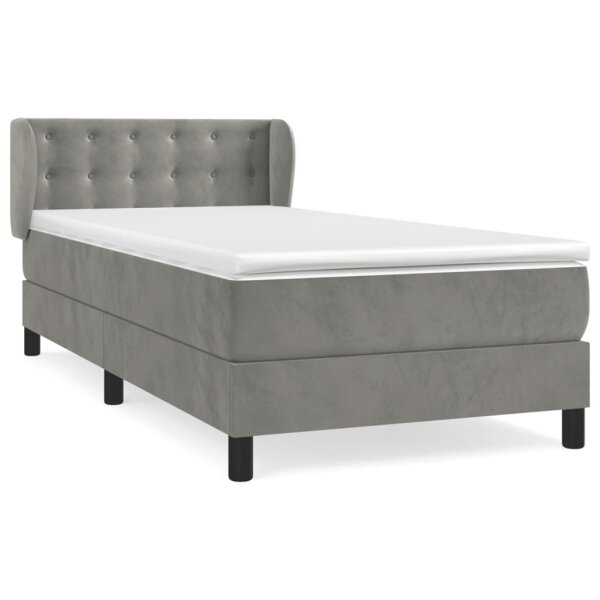 vidaXL Boxspringbett mit Matratze Hellgrau 90x200 cm Samt