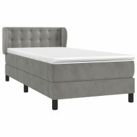 vidaXL Boxspringbett mit Matratze Hellgrau 90x200 cm Samt