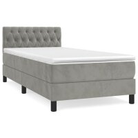 vidaXL Boxspringbett mit Matratze Hellgrau 90x200 cm Samt