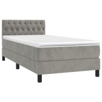 vidaXL Boxspringbett mit Matratze Hellgrau 90x200 cm Samt