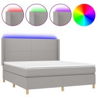 vidaXL Boxspringbett mit Matratze &amp; LED Hellgrau 160x200 cm Stoff