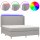 vidaXL Boxspringbett mit Matratze &amp; LED Hellgrau 160x200 cm Stoff