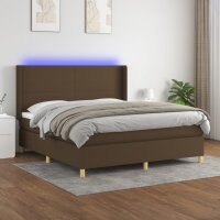 vidaXL Boxspringbett mit Matratze &amp; LED Dunkelbraun 160x200 cm Stoff