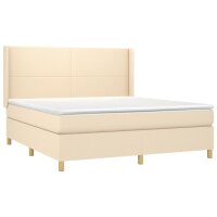 vidaXL Boxspringbett mit Matratze &amp; LED Creme 160x200 cm Stoff