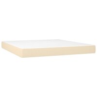 vidaXL Boxspringbett mit Matratze &amp; LED Creme 160x200 cm Stoff