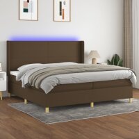 vidaXL Boxspringbett mit Matratze &amp; LED Dunkelbraun 200x200 cm Stoff