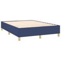 vidaXL Boxspringbett mit Matratze &amp; LED Blau 140x200 cm Stoff