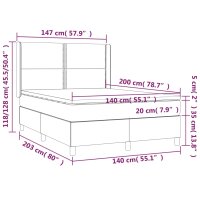 vidaXL Boxspringbett mit Matratze &amp; LED Blau 140x200 cm Stoff