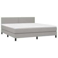 vidaXL Boxspringbett mit Matratze &amp; LED Hellgrau 180x200 cm Stoff