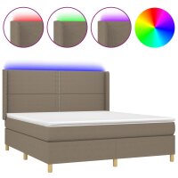 vidaXL Boxspringbett mit Matratze &amp; LED Taupe 160x200 cm Stoff