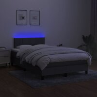 vidaXL Boxspringbett mit Matratze &amp; LED Dunkelgrau 120x200 cm Stoff