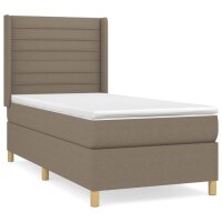 vidaXL Boxspringbett mit Matratze Taupe 90x200 cm Stoff