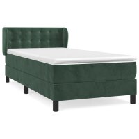 vidaXL Boxspringbett mit Matratze Dunkelgr&uuml;n 90x200 cm Samt