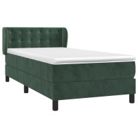 vidaXL Boxspringbett mit Matratze Dunkelgr&uuml;n 90x200 cm Samt