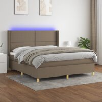 vidaXL Boxspringbett mit Matratze &amp; LED Taupe 180x200 cm Stoff