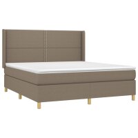 vidaXL Boxspringbett mit Matratze &amp; LED Taupe 180x200 cm Stoff