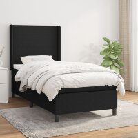 vidaXL Boxspringbett mit Matratze Schwarz 90x200 cm Stoff