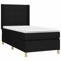 vidaXL Boxspringbett mit Matratze &amp; LED Schwarz 90x190 cm Stoff