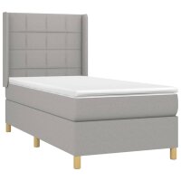 vidaXL Boxspringbett mit Matratze &amp; LED Hellgrau 90x200 cm Stoff