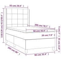 vidaXL Boxspringbett mit Matratze &amp; LED Blau 90x200 cm Stoff