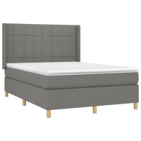 vidaXL Boxspringbett mit Matratze &amp; LED Dunkelgrau 140x190 cm Stoff