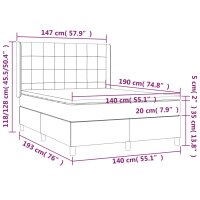 vidaXL Boxspringbett mit Matratze &amp; LED Dunkelgrau 140x190 cm Stoff