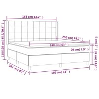 vidaXL Boxspringbett mit Matratze &amp; LED Hellgrau 160x200 cm Stoff