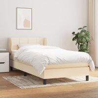 vidaXL Boxspringbett mit Matratze Creme 90x200 cm Stoff