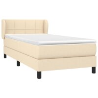 vidaXL Boxspringbett mit Matratze Creme 90x200 cm Stoff