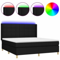 vidaXL Boxspringbett mit Matratze &amp; LED Schwarz 160x200 cm Stoff