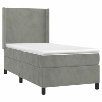 WOWONA Boxspringbett mit Matratze Hellgrau 90x200 cm Samt