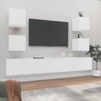 vidaXL 6-tlg. TV-Schrank-Set Weiß Holzwerkstoff