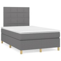 vidaXL Boxspringbett mit Matratze Dunkelgrau 120x200 cm Stoff