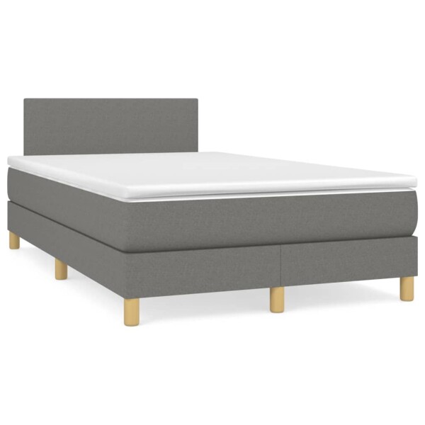 vidaXL Boxspringbett mit Matratze Dunkelgrau 120x200 cm Stoff