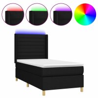 WOWONA Boxspringbett mit Matratze &amp; LED Schwarz 80x200 cm Stoff