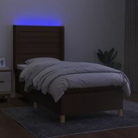 vidaXL Boxspringbett mit Matratze &amp; LED Dunkelbraun 80x200 cm Stoff