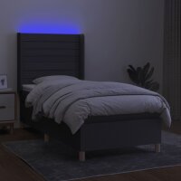 vidaXL Boxspringbett mit Matratze &amp; LED Dunkelgrau 80x200 cm Stoff