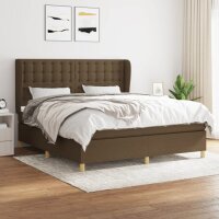 vidaXL Boxspringbett mit Matratze Dunkelbraun 160x200 cm Stoff